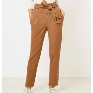 Loft high rise paper bag waist chino pants khaki soft comfortable 6 M